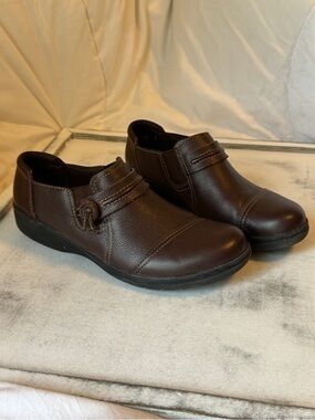 Clarks Dark Brown Slip-On Leather Loafers